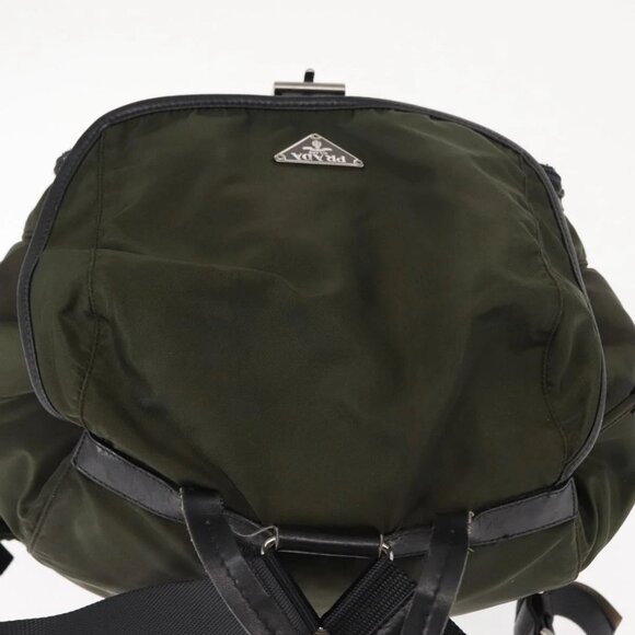 PRADA Backpack Nylon Khaki Silver - Picture 6 of 15